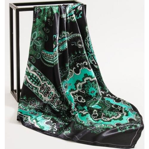 Women Silk Scarf Print Design Square Scarf Fashion Female Large Hijab Shawl and Wraps Lady Headkerchief Foulard New Summer