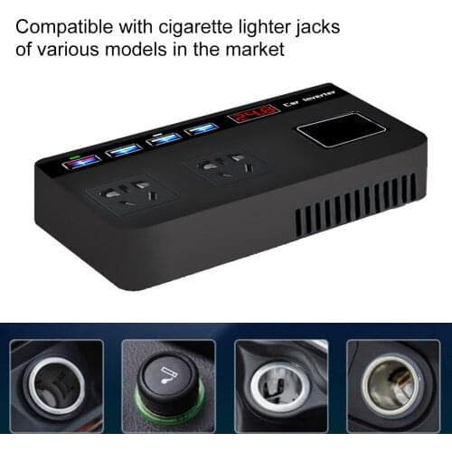 200W Power Inverter 12/24V DC To 220V AC Voltage Converter With Digital Display 4 USB QC3.0 Fast Charging Car Micro Inverter