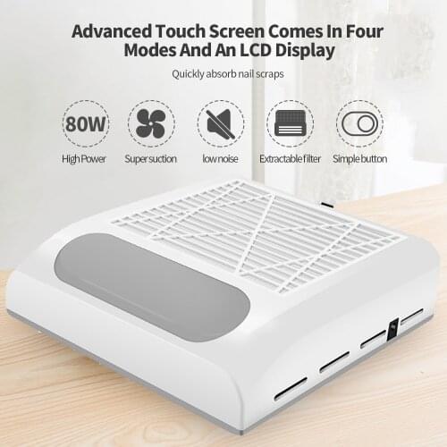 80W Strong Power Nail Dust Collector For Manicure Fan Vacuun Cleaner With Fliter Nail Dust Suction Collector Manicure Equipment