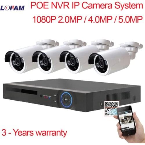 LOFAM 2MP 4MP 5MP 4CH POE NVR Kit Security Camera System 2.0MP 4.0MP 5.0MP Outdoor IP Camera Video Surveillance Kit 1080P HDMI