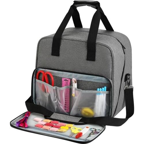 Foldable Sewing Machine Carry Case Padded Storage Cover Bag with Extra Pockets