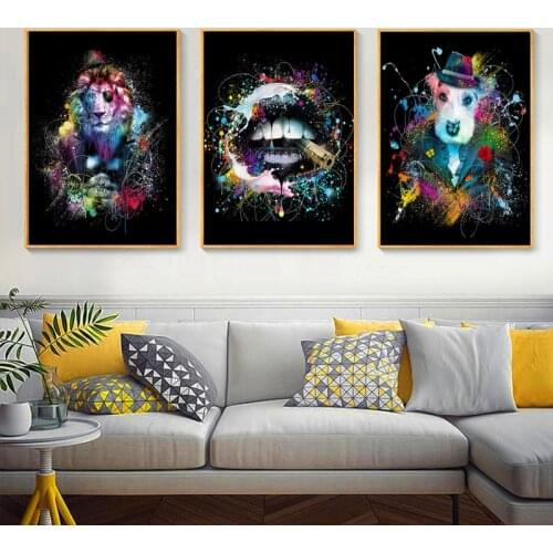 Modern graffiti art abstract diamond painting cartoon animal cat owl lion full diamond mosaic cross stitch wall picture home dec