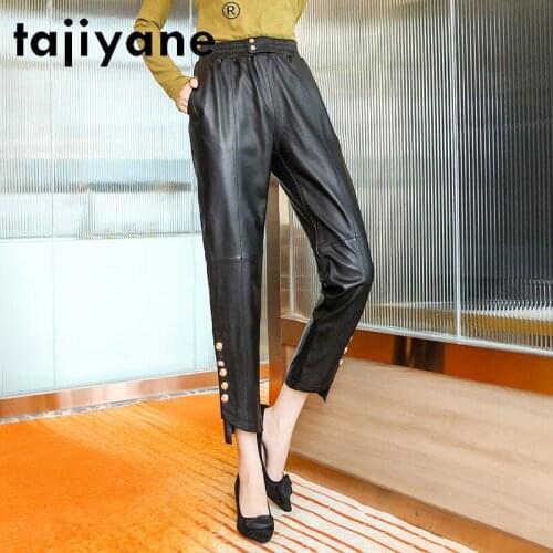 Tajiyane Fall 2020 Women Bottoms Pants Real Sheepskin Trousers Woman Leather Straight Pants Womens Cloths Podnie Damskie TN1312