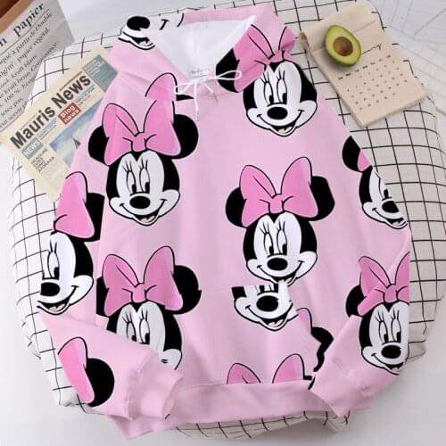Disney Hoodie Mickey Minnie Mouse Sweatshirt Cartoon Top Long Sleeve Pocket Sweatshirt Fashion Pullover Oversized Men and Women
