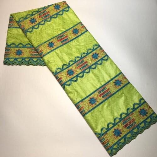 Top Embroidered African Bazin Riche Fabric With Stones Brode Nigerian French Cotton Basin Brocade Tissu Africain Sewing 5 Yards