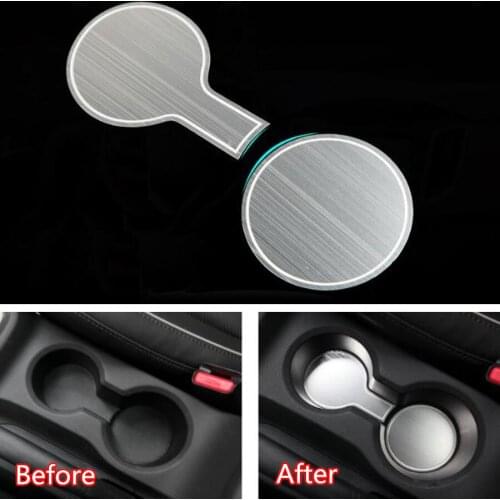 YAQUICKA Stainless Steel 2Pcs/set Car Interior Water Cup Holder Pad Trim Car-covers Styling Fit For Hyundai IX25 Auto Accessory