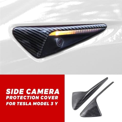 2Pcs/Set for Tesla Model 3 Y S X Side Camera Carbon Fiber ABS Protection Cover Car Decoration Accessories