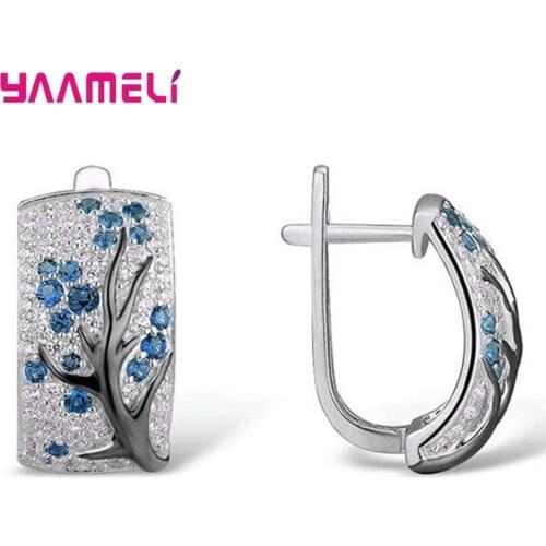 Trendy 925 Sterling Silver Earrings AAA Cubic Zirconia Tree Branch Popular Jewelry for Women Fashion Bridal Wedding Accessories