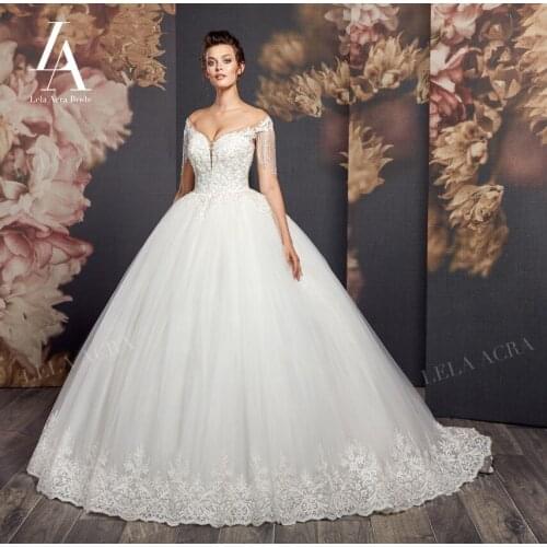 LelaAcra Crystal Sleeveless Wedding Dresses 2021 Appliqued A-Line Bridal Gown A-Line Princess AX80 Plus Size Vestido De Novia