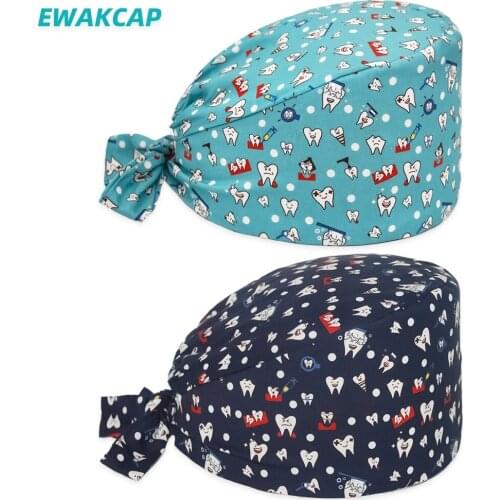 Ewakcap nurses hats for women high quality 100% cotton nurse hair hats health care worker adjustable breathable soft scrubs caps