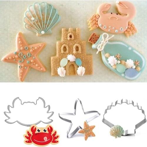 1pcs patisserie ropa reposteria Crab Starfish Shell Mold Metal Cookie Cutter Craft Fondant Cake Decor Tools Biscuit Pastry Mould