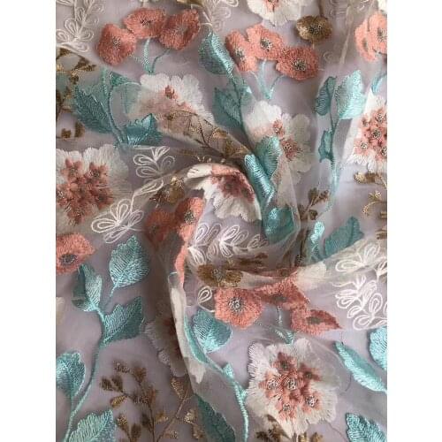 1YARD Diy yarn-dyed heavy-duty water-soluble lace fabric factory direct sales five-core eight-leaf embroidery fabricsX0057