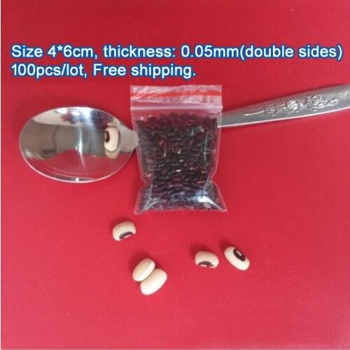 100pcs double sizes thickness 0.05mm Transparent PE Zip Lock jewelry Packaging bags, 4*6cm clear plastic bags for gift storage