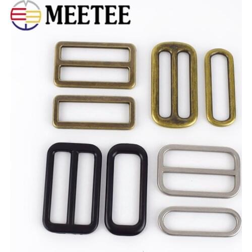 Meetee 2/6/10sets ID38mm Webbing Straps Metal Slider Tri-Glide Adjustment Buckle Activity Square Hook DIY Bag Hardware Accessory