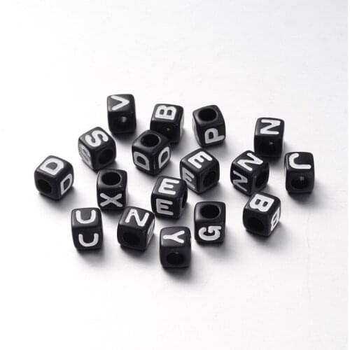 2800pcs/Bag Alphabet Acrylic Beads Mixed Letters A to Z Cube Black 6x6x6mm For DIY Jewelry Finding Making Necklaces Bracelets