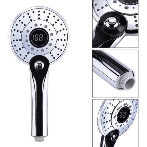 3 Color LED Shower Head LCD Display Digital Temperature Control Shower Sprayer Head Bathroom Water Saving Showerhead