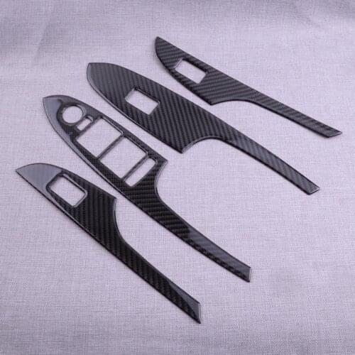 4Pcs Car Window Lift Switch Panel Cover Trim Carbon Fiber LHD Fit for Cadillac ATS ATS-L 2013 2014 2015 2016 2017 2018 2019