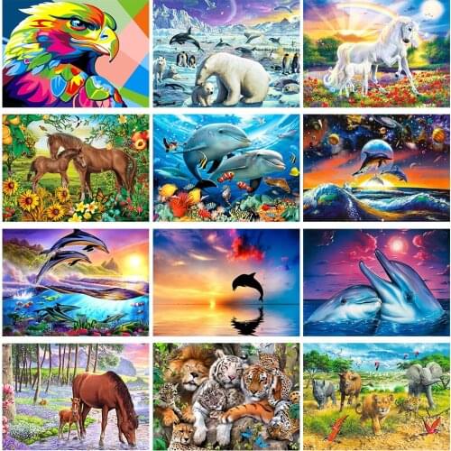 5D DIY Diamond Mosaic Lion tiger Handmade Diamond Painting Cross Stitch Kits Diamond Embroidery Patterns Rhinestones Arts