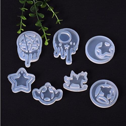 7PCS DIY Epoxy jewelry crystal Resin mold moon stars sailors moon water pattern pendant Trojan mold silicone cake jewelry tools