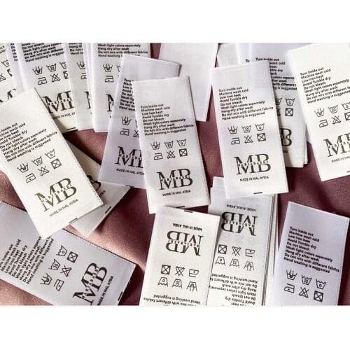 Custom printed satin washable Clothing Tag print satin Label main label black label satin Tags for Bags DIY Sewing 1000pcs/lot