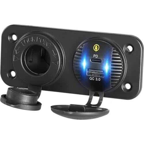 Car Charger 12V Usb Socket Type C Fast Charging QC3.0 Quick Charge Car Power Adapter for Apple/Android Devices Motorbike Boat