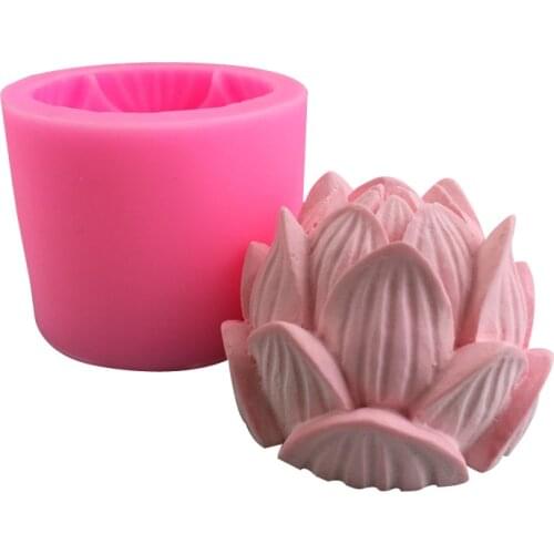 Lotus flower silicone candle mold gypsum plaster silicone mold concrete flower rose mold