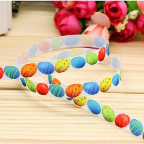 DHK 3/8'' 5yards easter egg printed grosgrain ribbon headwear hair bow diy party decoration OEM Wholesale 9mm C1300