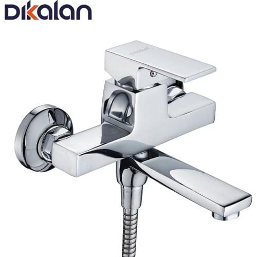 Dikalan Bath Faucet Modern Style Water Cold and Hot Faucet Home Deck Mounted Ceramic Single Hole Tap Chrome Shower Faucet 3156-2