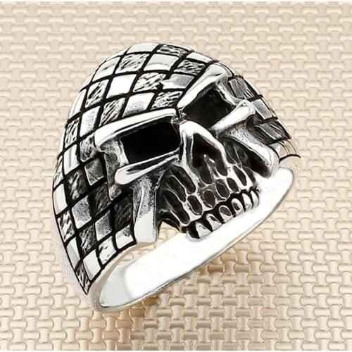 Mens Ring Gothic Skull Design Sterling Silver Ring 925 For Men For Women Handmade Gift For Him Real Pure Silver Turkish Jewelry