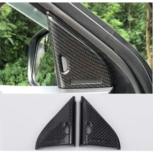 For Nissan Kicks 2017-2018 Carbon Fiber style Inner Front Door Triangle Cover Trim 2pcs