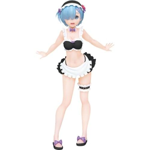 Re:life In A Different World From Zero Maid Swimsuit Rem Anime Action Figure Hand-Made Collection Model Toys Tabletop Ornaments