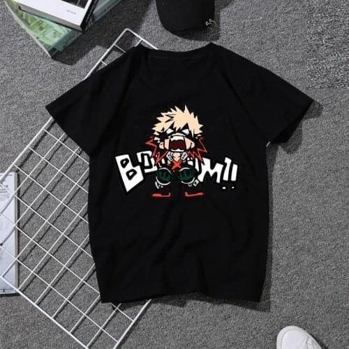 My Hero Academia Bakugou Katsuki T Shirt Men Fashion Hip Pop Black Tees 100% Cotton Harajuku Anime Shirt Camisetas Hombre