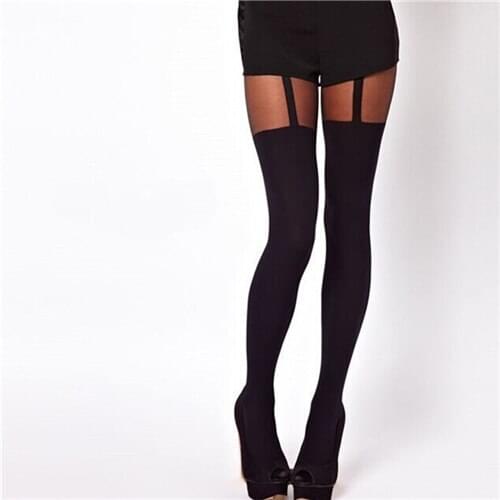 Tights Over The Knee Hosiery Stockings Gifts Wholesale Sexy Women Black Fake Garter Belt Suspender