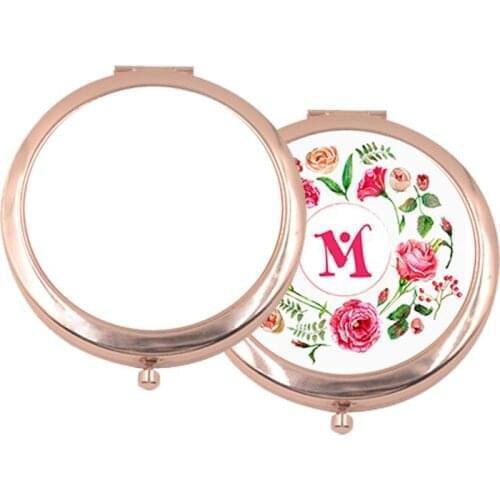 Sublimation Rose gold compact mirror for DIY