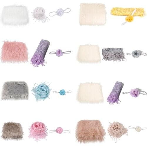 3Pcs Baby Blanket Swaddle Wrap Headband Set Newborn Infants Photography Props