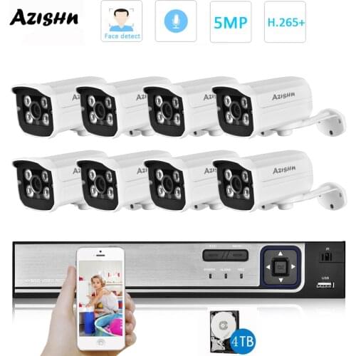 H.265 HD 5MP POE NVR Kit Street CCTV Record Security System Bullet IP Camera Audio Outdoor Home Video Surveillance Camera Set