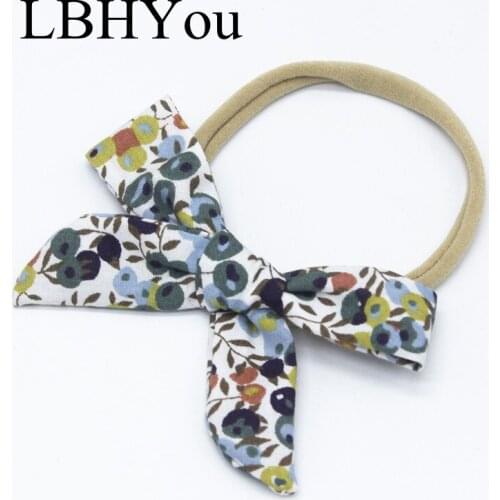Summer Flowers Prints Bow Nylon Headbands,One Size Fit Most Baby Girls Elastic Stretchy Nylon Hairbands Toddler Hair Accessories