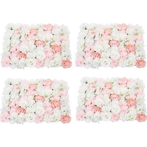 MagiDeal 4pcs Upscale Artificial Silk Flower Wall Panel Home Shop Wedding Venue Photo Backdrop Hanging Floral Ornaments