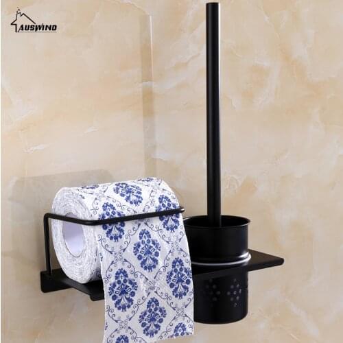 Antique black Toilet Brush Holders Bathroom Accessories sets Simple modern style black finish Bath Hardware Sets Durable Type