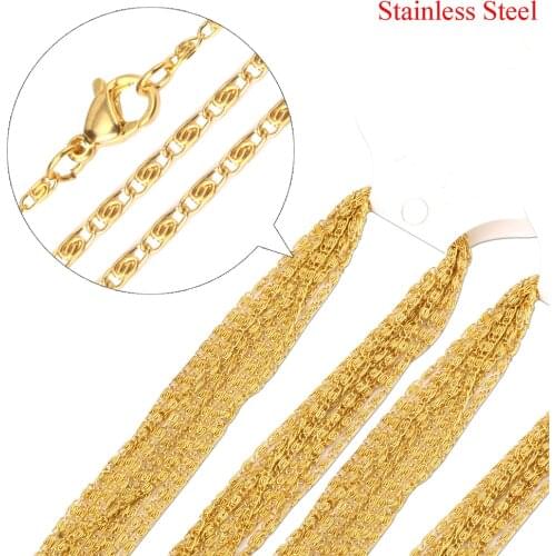 Wholesale 10Pcs/Pack 2mm Stainless Steel chain Necklace For Pendant Bulk Chains DIY Jewelry Making Nickle free