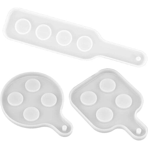 Wine Glass Holder Tray Resin Mold Set of 3,Silicone Beer Flight Paddle Serving Epoxy Casting Mold for Party Home Decor