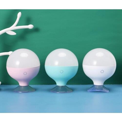 Suction Cup Mirror Front Light USB Charging Dressing Table Stepless Dimmable Tri-color LED Makeup Lamp For Room Closet Bedside