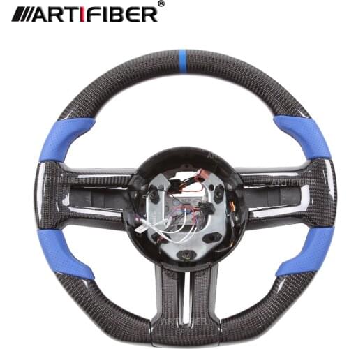 Race display 100% Real Carbon Fiber Blue Steering Wheel for Mustang