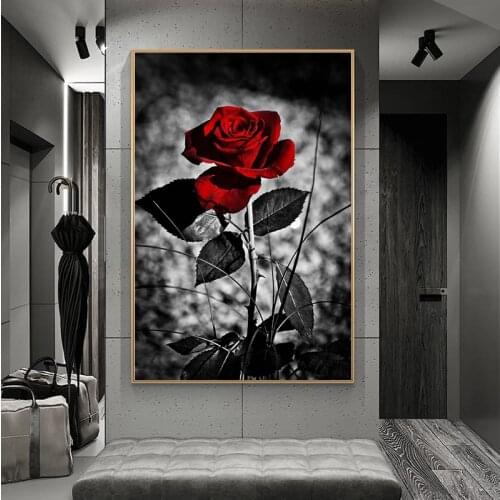 Modern Painting Art Rose Flower Poster Wall Art Picture Canvas Painting Posters and Prints Living Room Home Decoration Wall Art