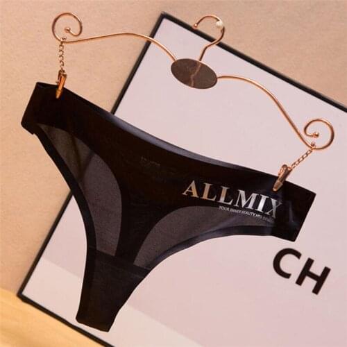 Letter Printed Sports Ladies Seamless Underwear Thin Womens Ice Silk Thong Fitness G-string Plus Size M/L/XL