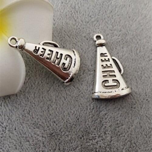 High Quality 20 Pieces/Lot 18mm*32mm Antique Silver Plated Cheer Loudspeaker Horn Charms
