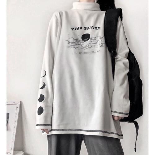 Women T-shirts Long Sleeve Loose Solid 2YK Turtleneck Womens T-shirt All-match Simple Leisure Korean Style Trendy Chic Soft