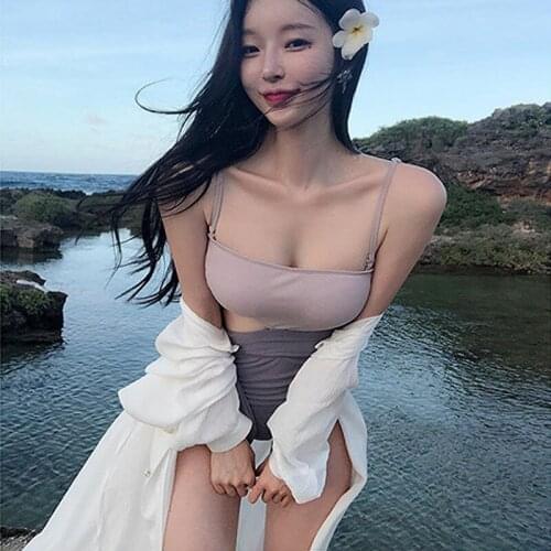 Summer Women High Waist Thin Swim Cover Belly Conservative Bowknot Resort Hot Spring Triangle L One-piece Swimsuit