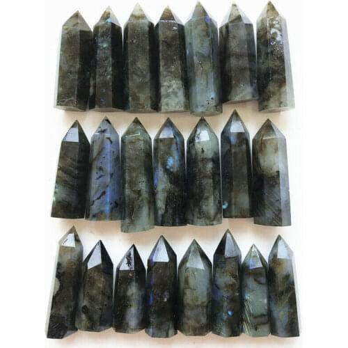 1 Piece Natural Labradorite Quartz Crystal Wand Point Healing Brazil Decoration Natural Quartz Crystals 40-60mm