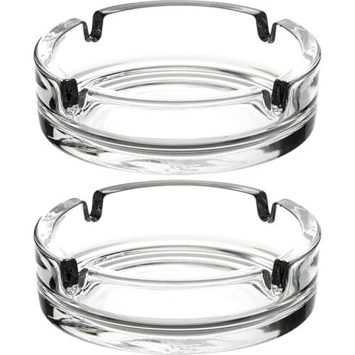 2pcs Ashtray Glass Round Cigar Cigarette Table top Ash Tray for Home Bar Party Indoor Outdoor Home Decor